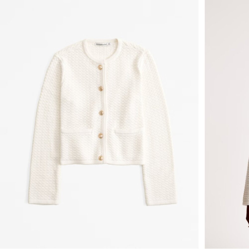 NWT Abercrombie & Fitch Textural sweater cardigan Cream Size xs